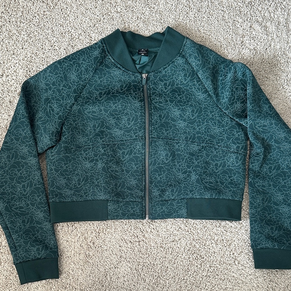Floral Forest Green Bomber Jacket